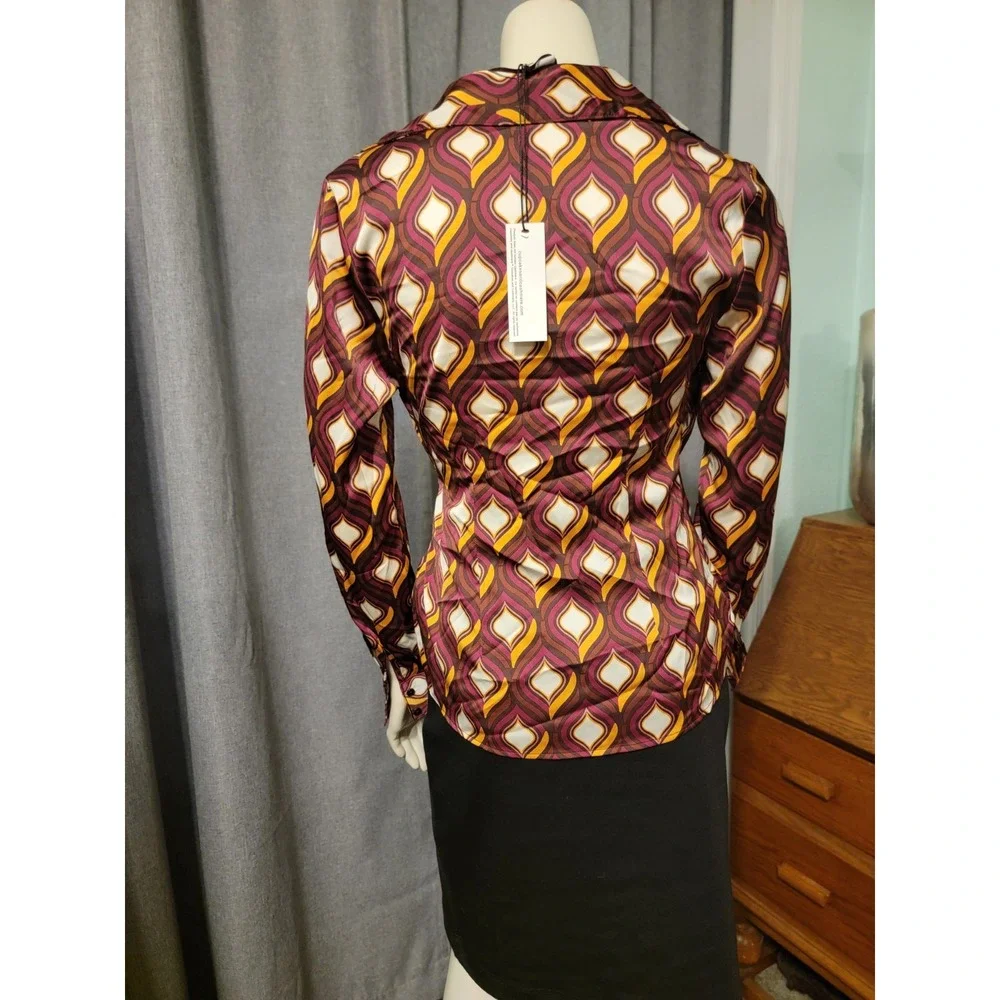 NWT Cupcakes and Cashmere Groovy Hippie Chic Tie‎ Wrap Long Sleeve Top size XS
